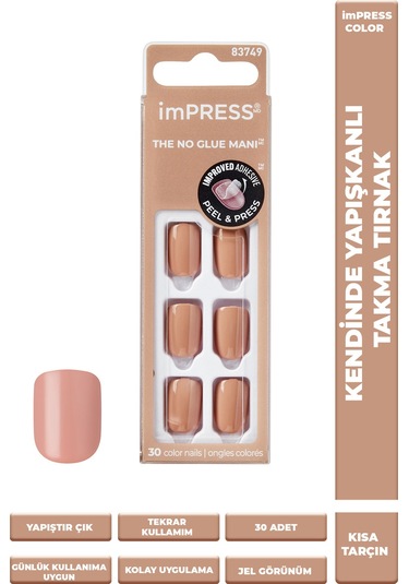 İmpress Color Kendinden Yapışkanlı Takma Tırnak Kısa Tarçın