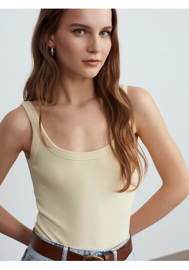 Dilvin 21053 Askılı Bodysuit-açık Sarı Açık Sarı