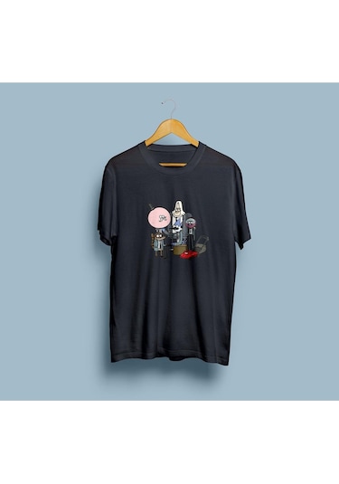 Oversize Regular Show Karakterler Baskılı Unisex T-shirt Siyah