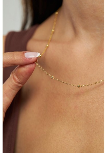 Roza Silver Gold Renk Dorika İtalyan Gümüş Kolye Rn10219