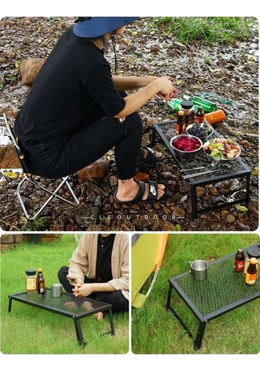 Bloomnest Pratik Katlanır Barbekü Ağırlılıklı Masa - Taşınabilir Su Geçirmez Kamp Masa Siyah