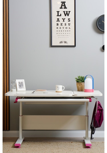 Vega Simple Ayarlanabilir Ekru Çalışma Masası, Oyuncu Ve Bilgisayar Masası, Modern Ahşap Ofis Masası Fuşya Vega Simple Ayarlanabilir Ekru Çalışma Masası, Oyuncu Ve Bilgisayar Masası, Modern Ahşap Ofis Masası Fuşya