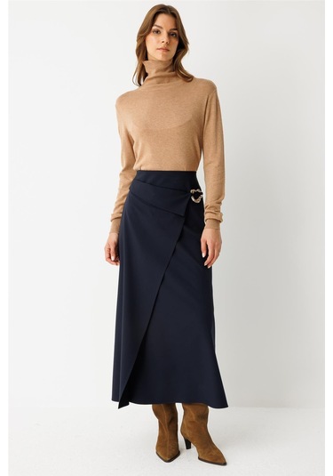 Toka Detaylı Anvelop Kapamalı Etek Laci Laci