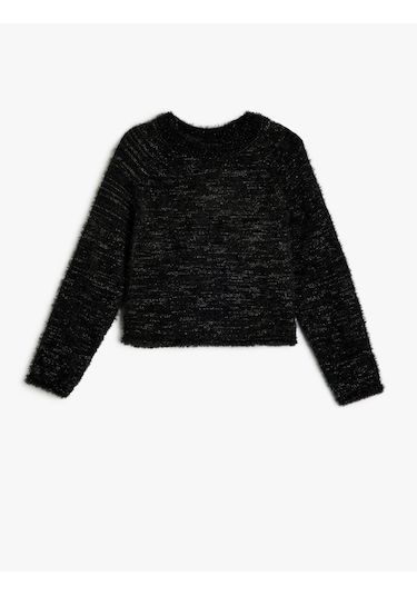 Koton Basic Triko Kazak Uzun Kollu Bisiklet Yaka Siyah 5wkg90053at Siyah