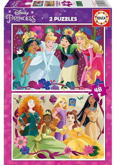 Educa 4-6 Yaş 2x48 Parça Disney Princess Prensesler Puzzle - Kız Çocuk Karton Puzzle 1 Adet