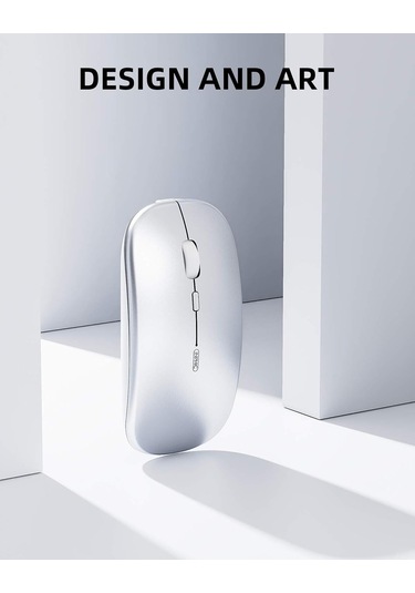 Kablosuz Fare İnce Mini Sessiz Şarj Edilebilir 2.4g Usb Alıcı 1600dpı Gümüş Diğer