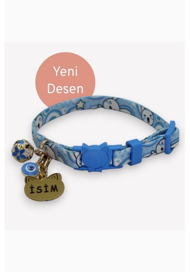 Caramelos Güvenlik Kilitli Kedi Tasması, Isimli Kedi Tasması Mtkk