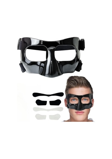Ranyeek Siyah Spor Yüz Koruyucu Maske, Basketbol Ve Futbol Antrenmanları İçin Burun Korumalı