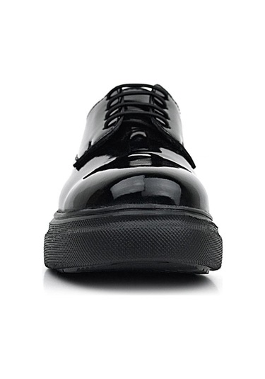 Rakerplus Derby Hakiki Deri Siyah Rugan Siyah Taban Çocuk Klasik Ayakkabı Siyah