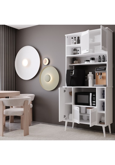 Melura Kahve Köşesi 90 Cm %100 Mdf Çok Amaçlı Dolap Beyaz