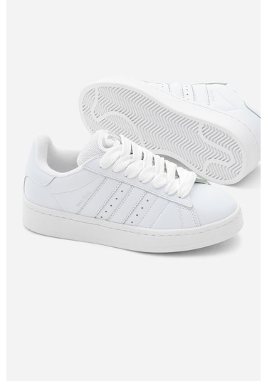 Termo Taban Yanı Şeritli Bağcıklı Kadın Beyaz Spor Ayakkabı Tbzer005 Beyaz