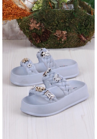 Fort Bella E423 Plaj Deniz Havuz Terliği Hafif Rahat Esnek Kız Çocuk Terlik Gri