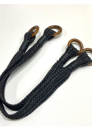 Örgü Model Çanta Sapı / Deri Görünümlü Sap / 45 Cm / - Siyah Siyah