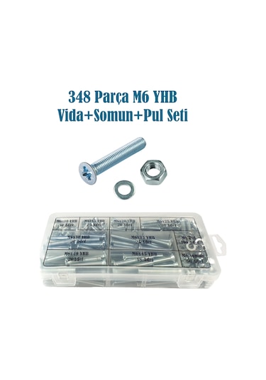 348 Parça M6 Yhb Vida+Somun+Pul Seti