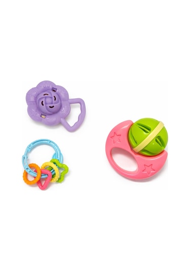 Bebek Çıngırak Oyuncak Seti Diş Kaşıyıcı & Duyu Gelişim Oyuncakları 3'lü Set
