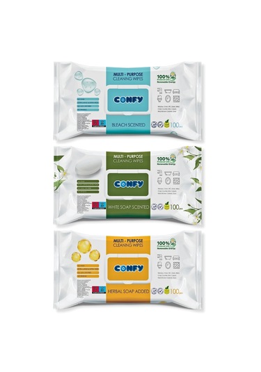Confy Yüzey Temizlik Havlusu 3 Lü 3 Ferah Koku, 100x3