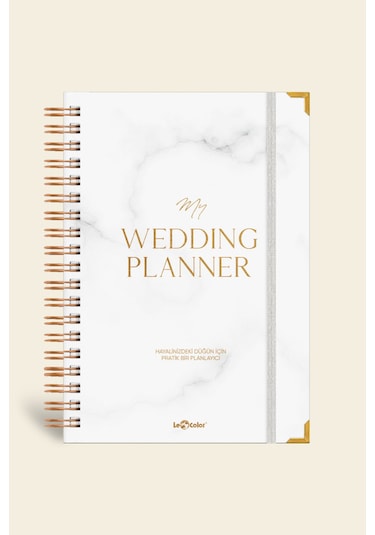 Düğün Planlayıcısı Altın Köşeli  Ajanda Luxury Wedding Planner Altın - Beyaz