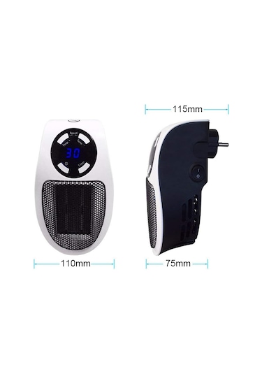 Konesam Ev Ve Ofis Kullanıma Uygun Kompakt Soketli Isıtıcı - 2 Seviye Ayarlı, 1-12 Saat Zamanlayıcı, Led Ekranlı Ve Uzaktan Kumandalı Beyaz Avrupa Standartı