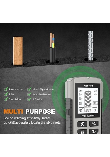 Pazly 5'lik Çok Fonksiyonlu Dikme Dedektörü - Metal Ve Ac Algılama, Hd Ekran, Alarm, Profesyonel Konumlandırma