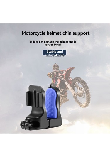 Junzhuodianpu Gopro11 360 Aksiyon Kamerası Aksesuarı İçin Klipsli Çıkarılabilir Motosiklet Kaskı Çene Telefon Standı
