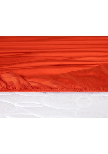 Madame Coco Ciel Tek Kişilik Plus %100 Pamuk Lastikli Saten Çarşaf - Turuncu 8684427179413 Turuncu