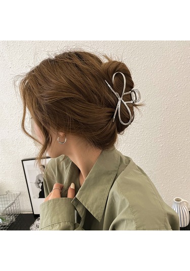 7 Cm Fiyonk Model Gümüş Saç Tokası Minimal Ve Zarif Metal Mandal Toka Gümüş