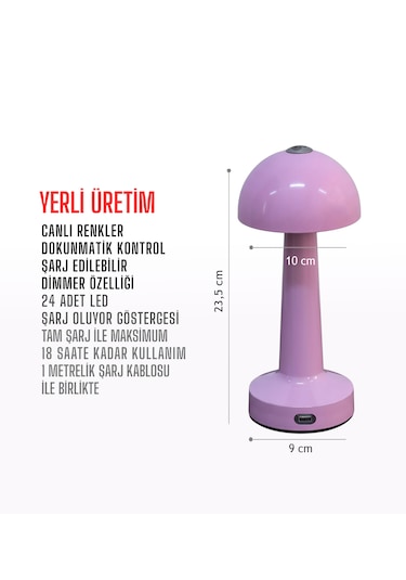 Zenlight Mantar Masa Lambası Pembe