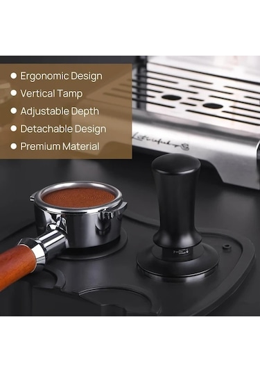 Dashanshop Kalibre Yaylı 53mm Paslanmaz Çelik Espresso Tamper - Kahve Öğütme Aleti Gri Desenli
