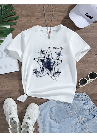 Uyguntarz Unisex Eteinal Light Baskılı Pamuklutshirt Beyaz