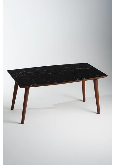 İstanbul Orta Sehpa Ve 3'lü Zigon Sehpa Seti Siyah Mermer Desen