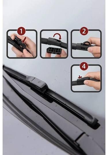 Tesla Model Y 2021-2024 2'li Ön Cam Sileceği Sağ Sol Silecek Takımı Aparatlı Silecek