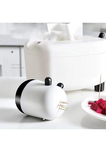 White-2 In 1 Doku Kutusu Tutucu İnek Şekli Dağıtıcı Kürdan Tutucu Masaüstü Tuvalet Kağıdı Kutusu Konteyner Peçete Saklama Kutusu Ev Dekor