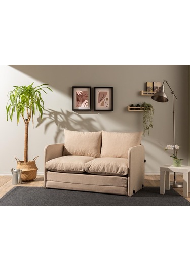 Pafu Saga İkili Katlanır Yataklı Koltuk Keten Krem