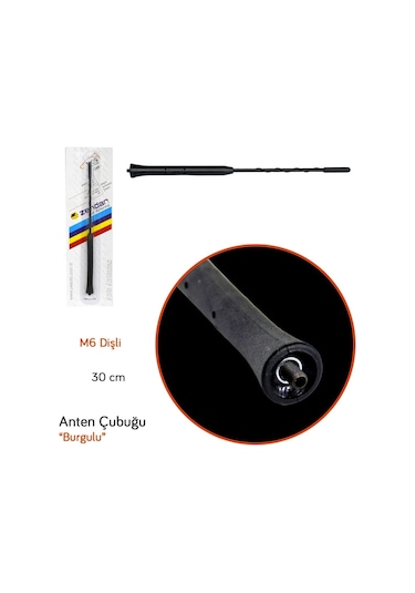 Markaonbir Zendar Y-296V Anten Çubuğu Burgulu 30 Cm (M6 Dişli) Br0025096