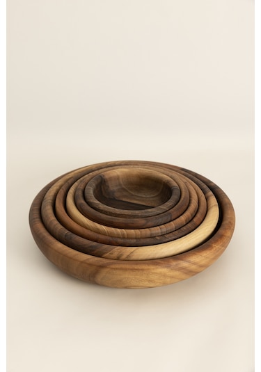 Walnut 6'lı El Yapımı Doğal Ceviz Kase Takımı 1293
