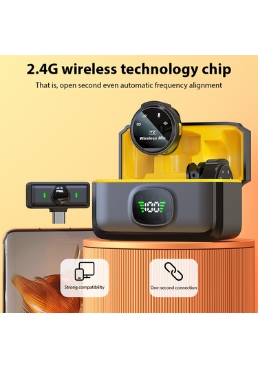 Maiyame 2.4ghz Kablosuz Mikrofon Seti - Çift Mikrofon, Şarj Kabinli, Type-c Şarj, 20hz-20khz Frekans Aralığı