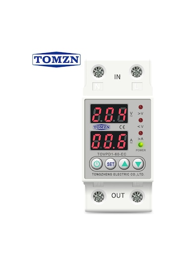 Tomzn Voltaj ve Akım Koruma Rölesi Yüksek Alçak Gerilim Akım Koruyucu Monofaz 80A