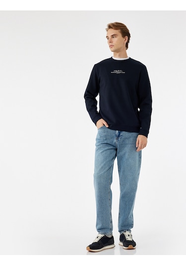Koton Normal Bel Pamuklu Vintage Straight Fit Jean Pantolon Orta İndigo 6wam40018ıd İndigo