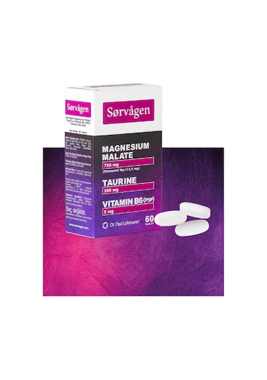 Sorvagen Magnezyum Malat, Taurin ve Vitamin B6 (P5P) 60 Tablet