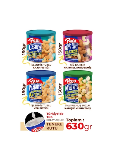 Paşa Kuruyemiş Karışık Kuruyemiş Teneke 4'lü