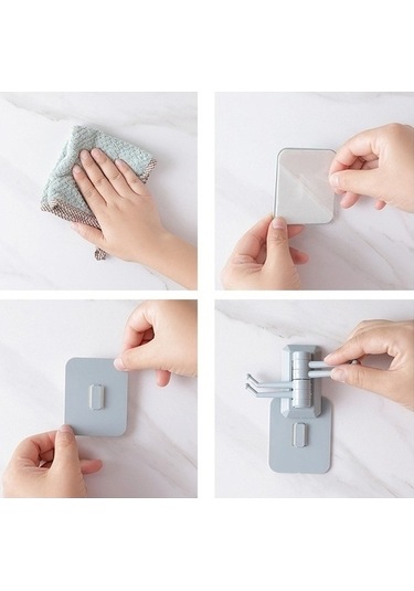 Tongxida Viskon Rafı Kanca İzsiz Güçlü Duvar Döner Deliksiz Banyo Adet 10 Fi Mavi Mavi