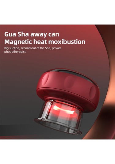 Moveevo Elektrikli Vakumlu Masaj Kupası - 12 Seviye Isı Ve Emiş Ayarlı, 1800mah Pil, Tip-c Şarj, Taşınabilir Sıcak Kompres Masaj Aleti Kırmızı