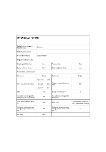Siemens KG86NVWE0N 631 LT No-Frost Kombi Tipi Buzdolabı