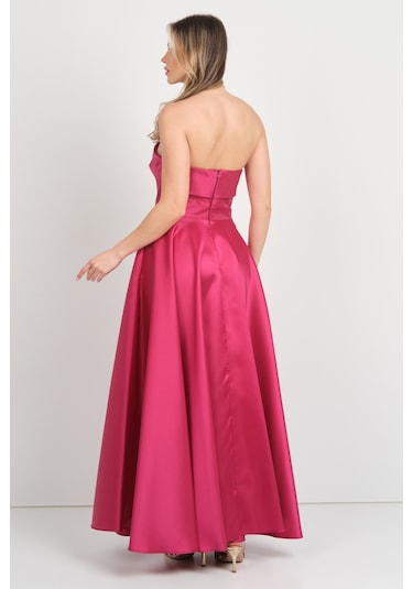 Doridorca Kadın Straplez Uzun Abiye Elbise 6068 Vişne Vişne