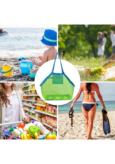 Konesam Yeşil Ağ Siteli Büyük Boy Plaj Çantası - Kum Ve Suyu Çıkartır, Oyuncak/çamaşırları Taşır, Hafif Ve Katlanabilir Çok Renkli