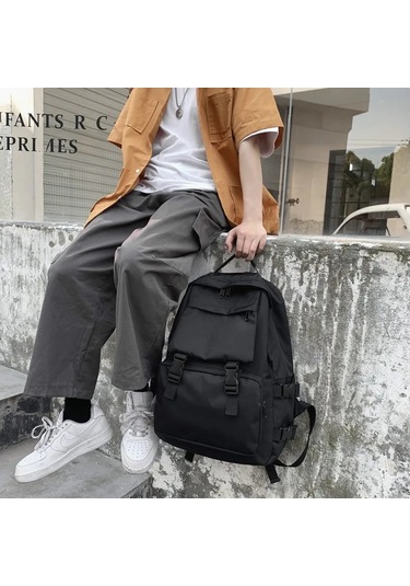 Myinkai Siyah Öğrenciler Sırt Çantaları Büyük Kapasiteli Seyahat Siyah