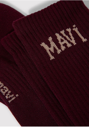 Mavi - Mavi Logo Baskılı Bordo Soket Çorap 0911160-85347 Bordo