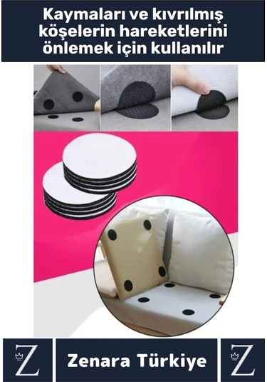 Kendinden Yapışkanlı İz Bırakmaz Tekrar Kullanılabilir Pratik Halı Kilim Kaydırmaz Cırt Bant 10 Adet