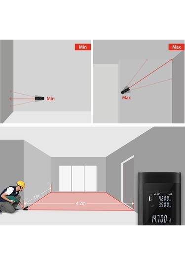 Ximistore9 40 Metre El Tipi Lazer Mesafe Ölçer, Hassas Alan-hacim Ölçümü, Usb Şarjlı, Ip54 Su Ve Toz Dayanıklı Siyah