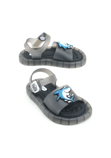 Gezer Erkek Çocuk Yazlık Airblow Bilekten Tokalı Ayarlanabilir Rahat Işıklı Taban Günlük Sandalet Siyah